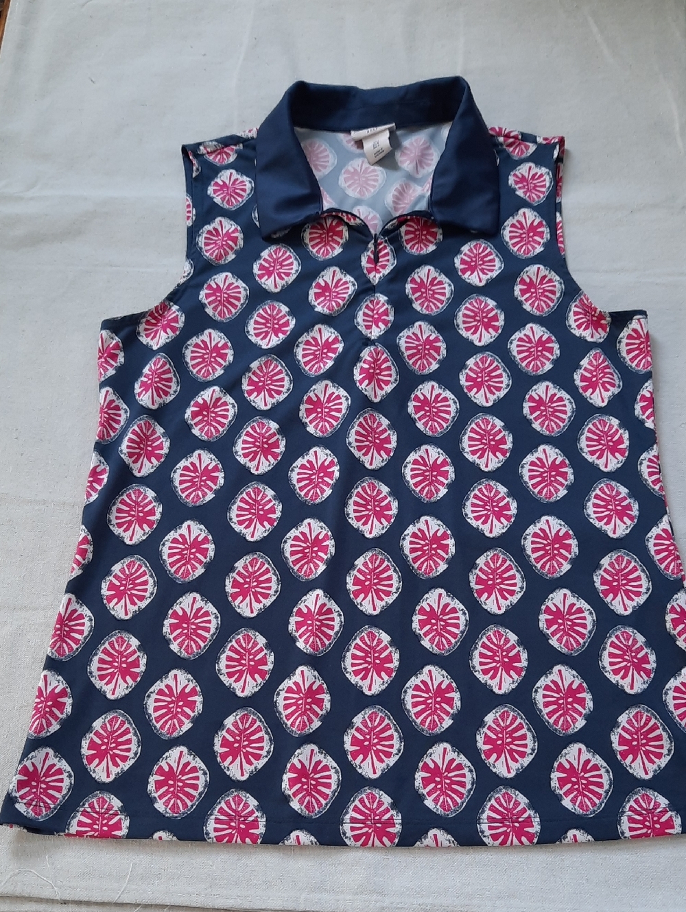 Tommy Bahama Golf Polo in Navy with Pink and White Print